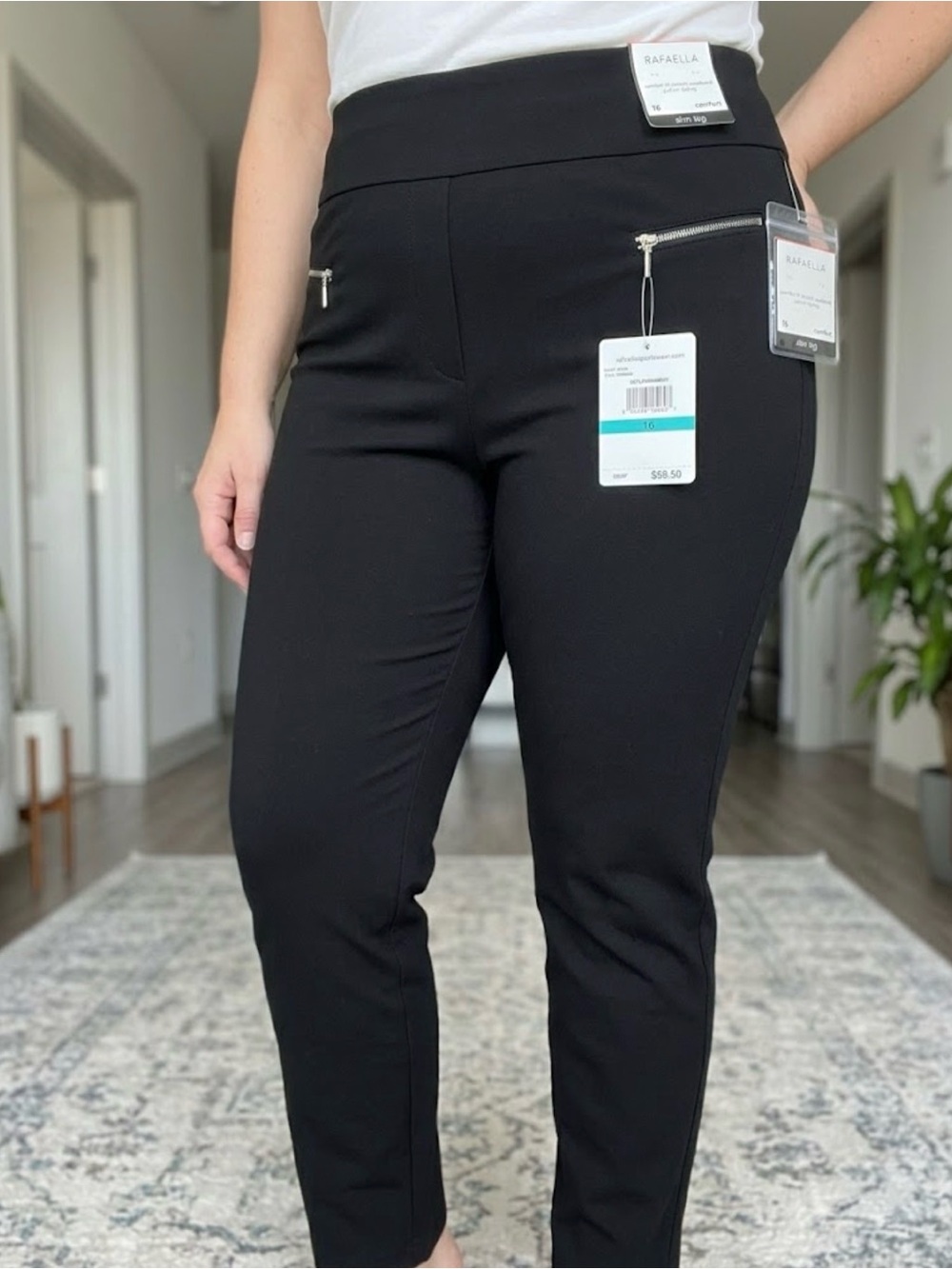 NWT Rafaella-Black Women's Slim-Leg Pants Size 16
